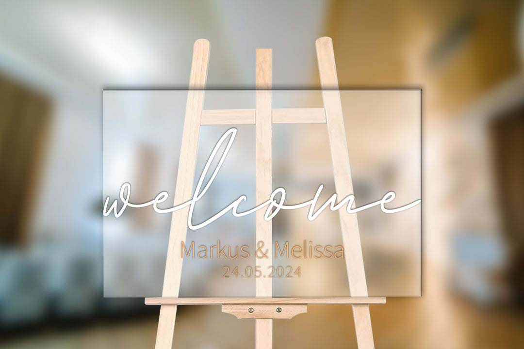 Acrylglas Willkommenstafel "welcome"